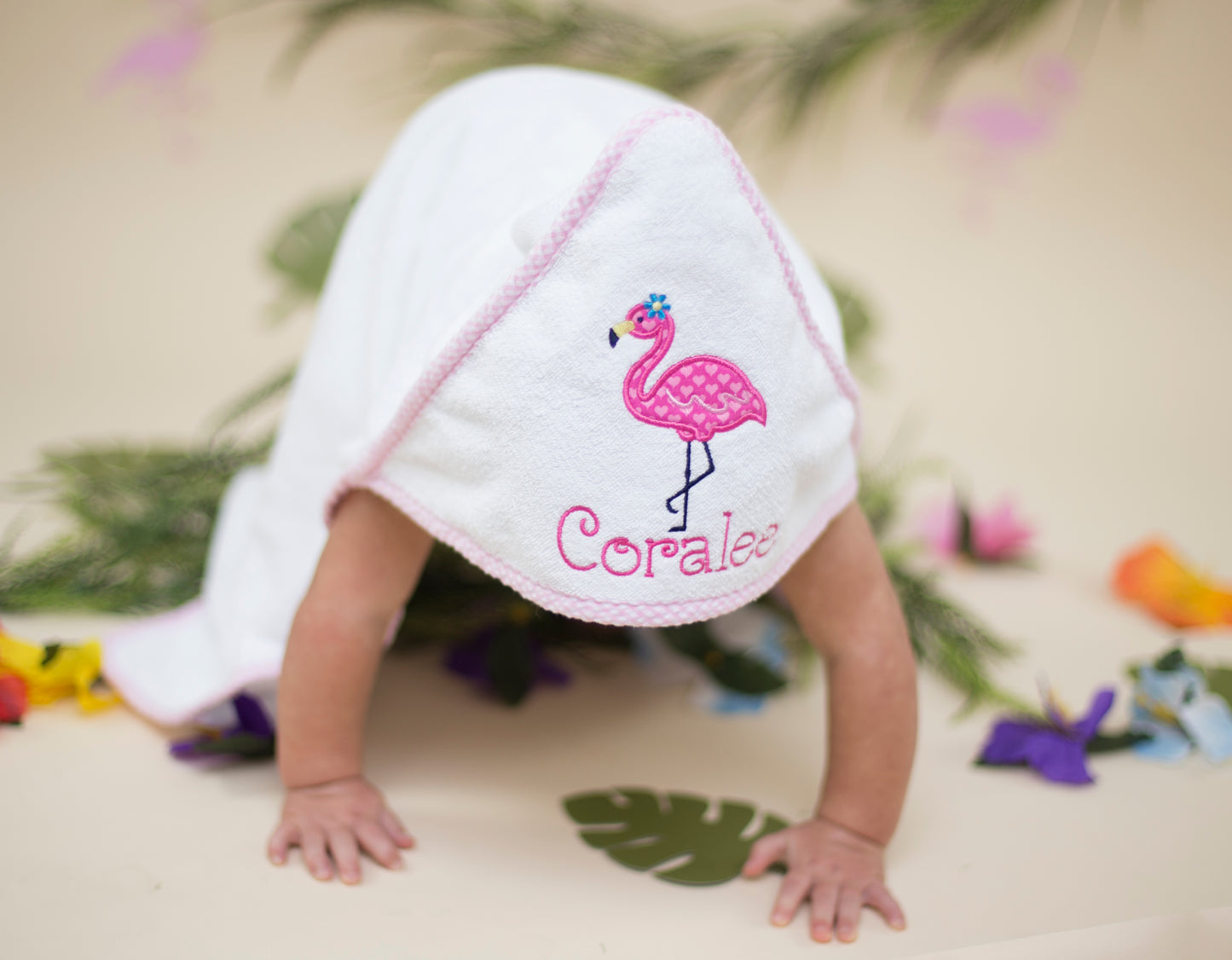 Personalized Flamingo Hooded Towel