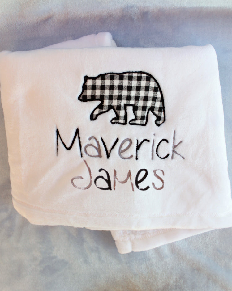 Personalized Bear Baby Blanket