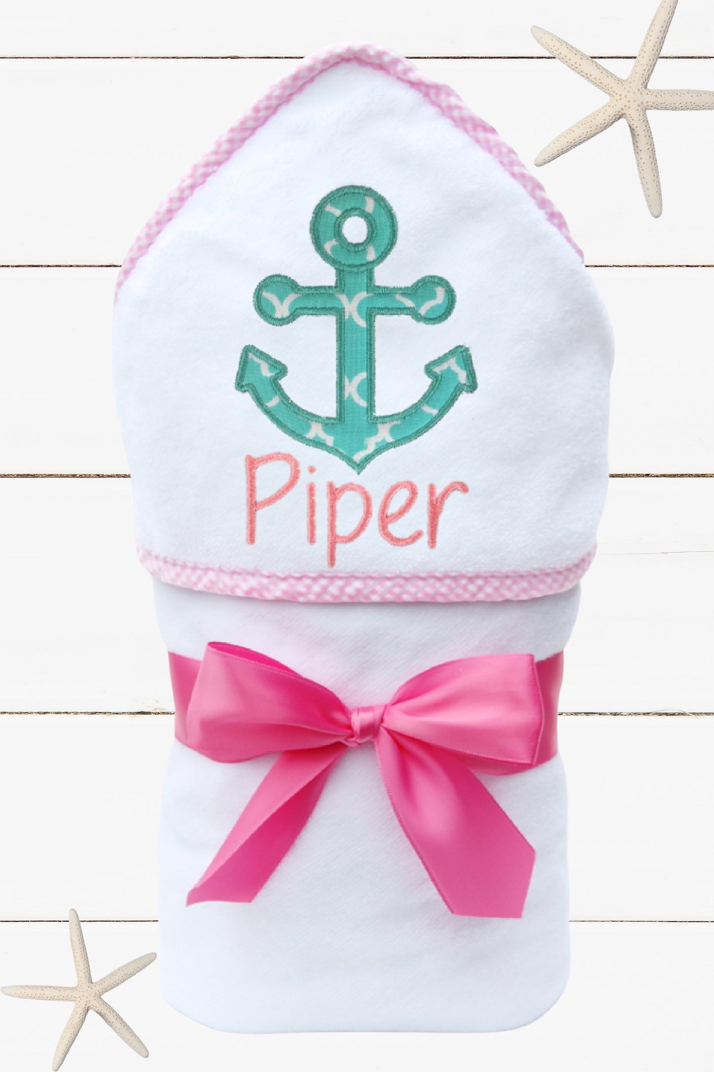 Personalized Anchor Hooded Towel for Girls