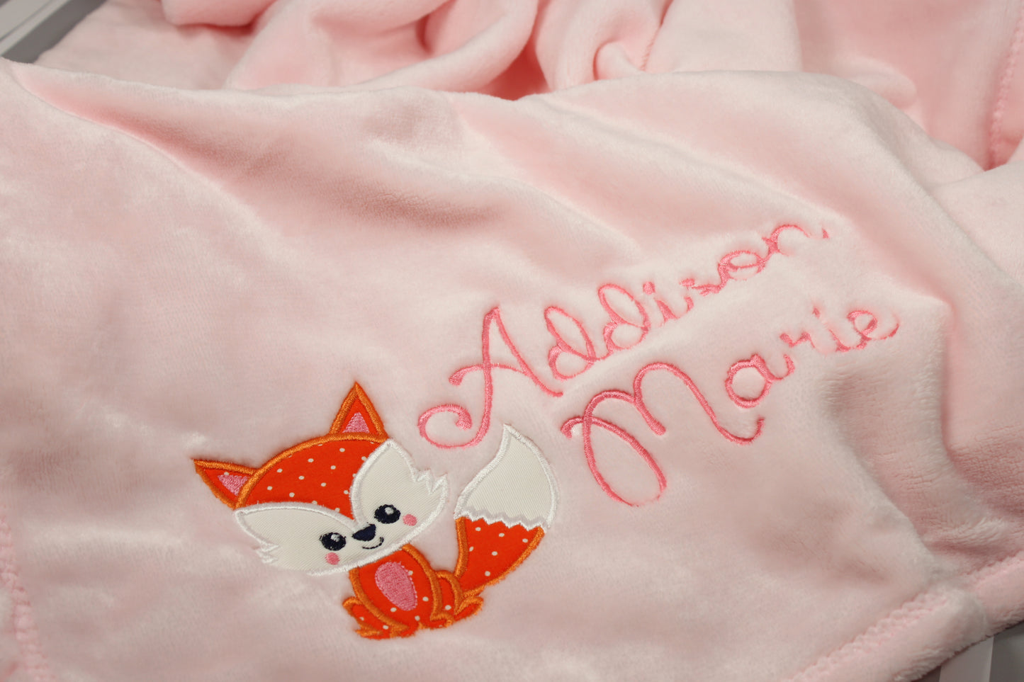Manta personalizada de zorro para bebé niña