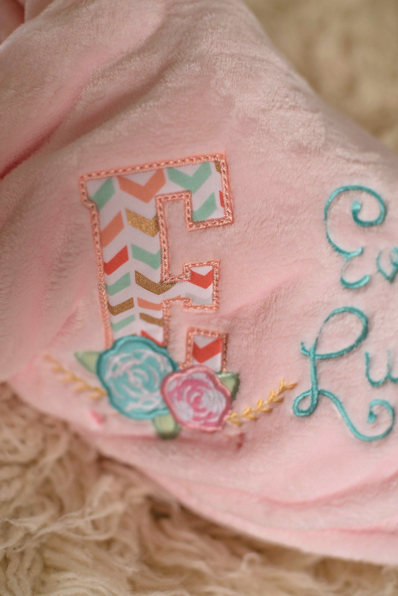 Personalized Floral Design Baby Blanket