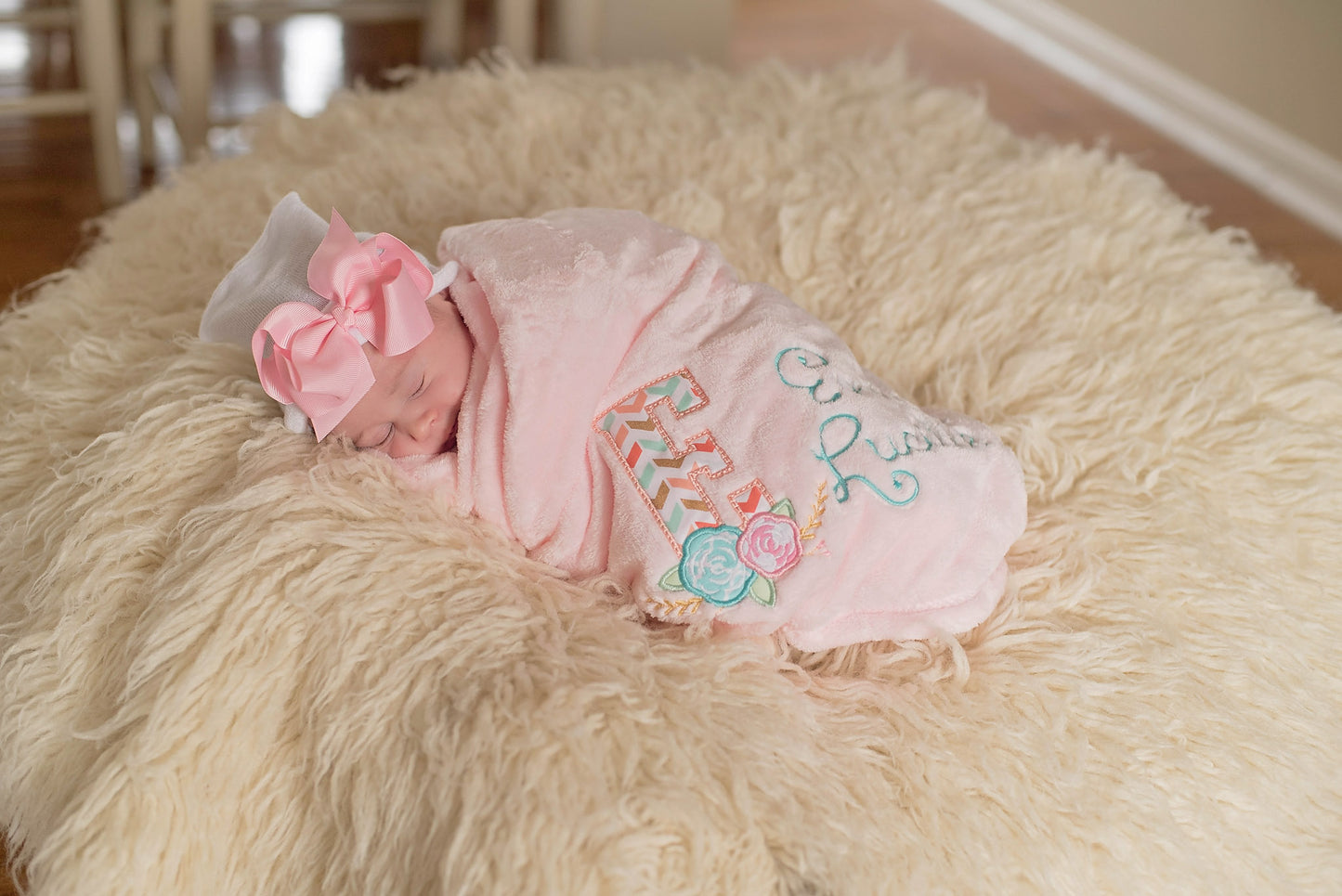 Personalized Floral Design Baby Blanket