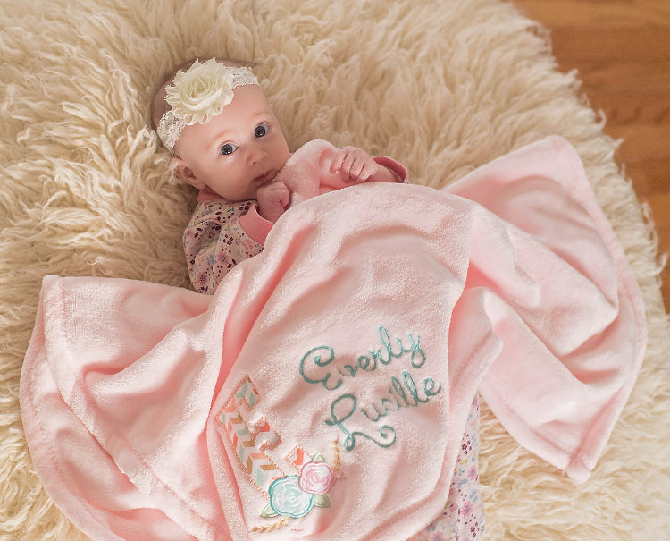 Personalized Floral Design Baby Blanket