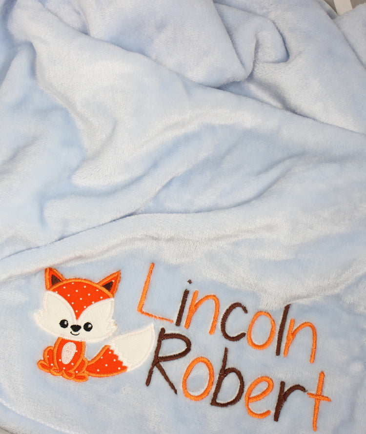 Personalized Fox Baby Blanket