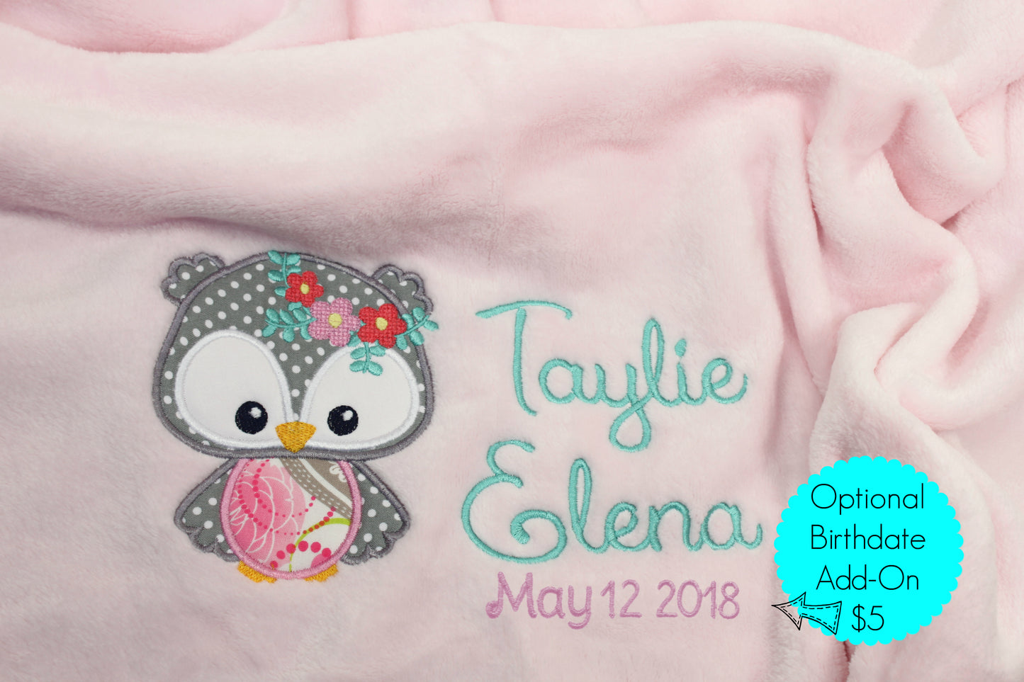 Personalized Owl Baby Blanket