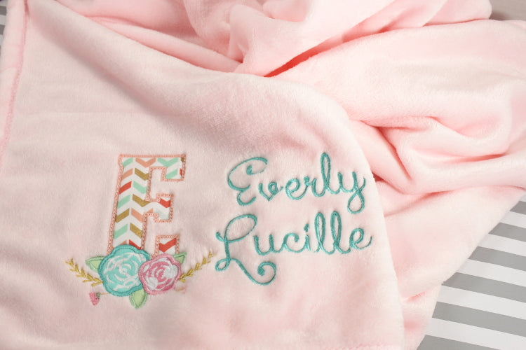 Personalized Floral Design Baby Blanket