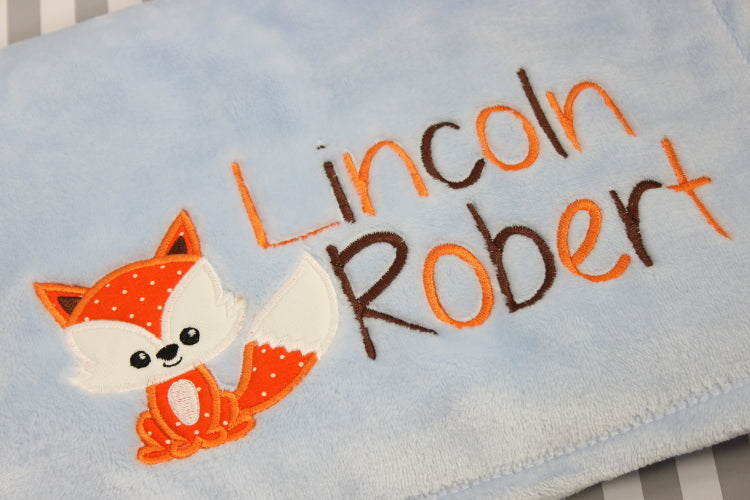 Personalized Fox Baby Blanket