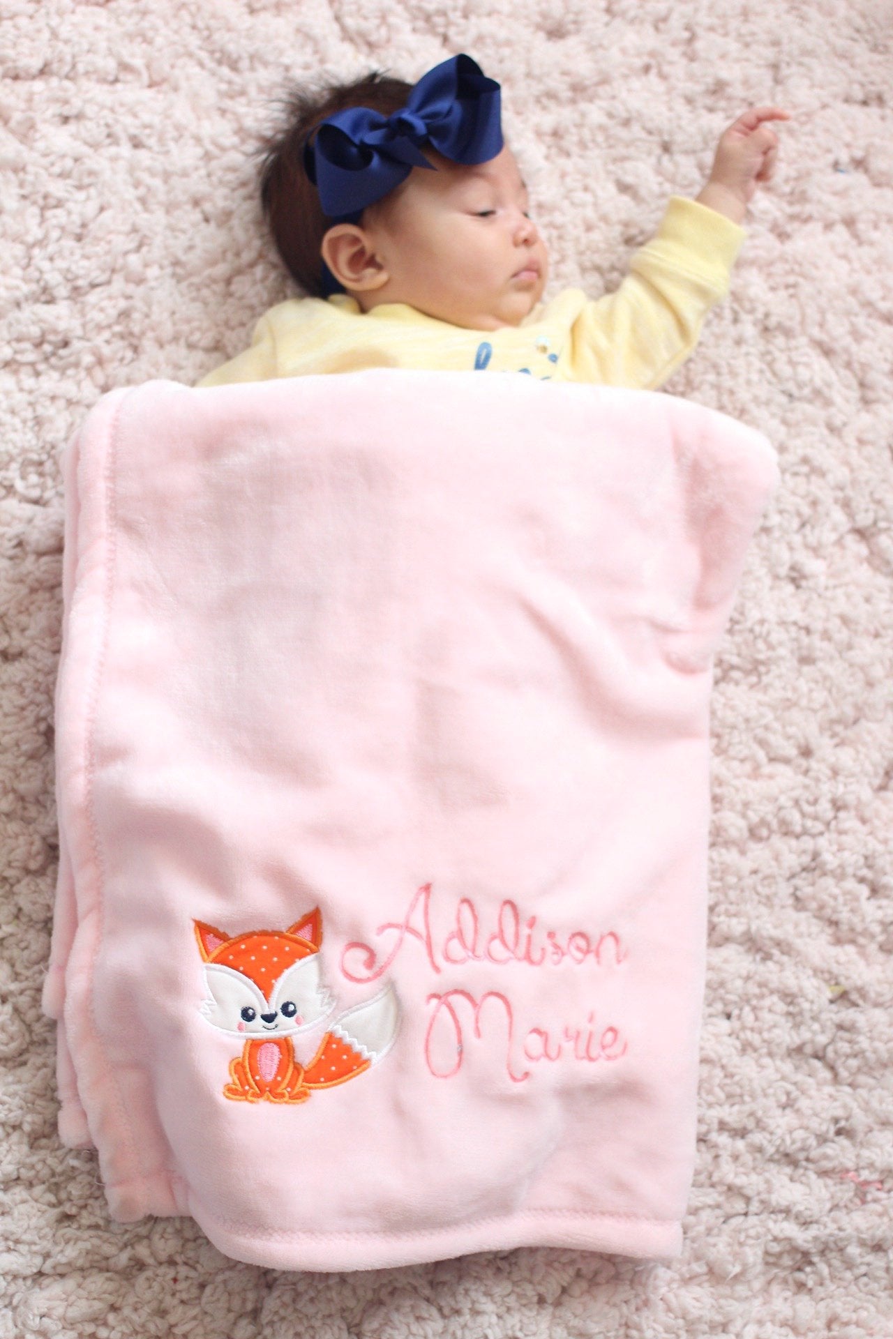 Manta personalizada de zorro para bebé niña