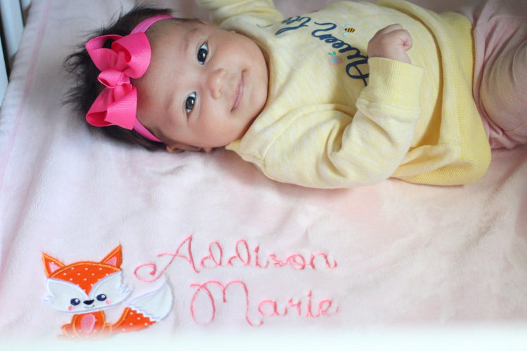 Manta personalizada de zorro para bebé niña