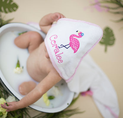 Serviette à capuche flamant rose personnalisée
