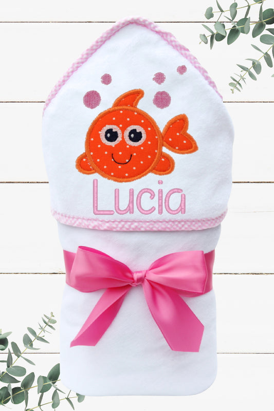 Personalized Goldfish Hooded Towel for Girls