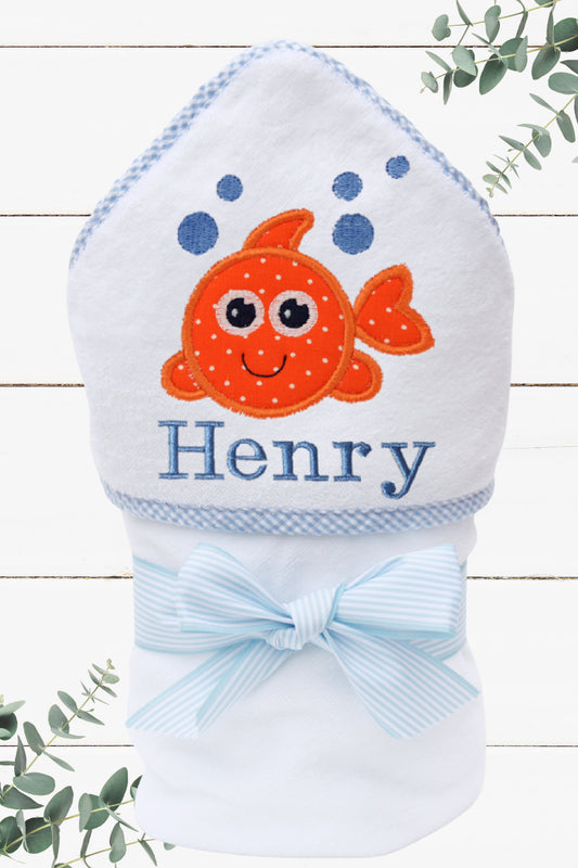 Personalized Goldfish Hooded Towel for Boys