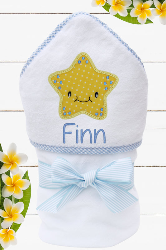 Personalized Starfish Hooded Towel for Boys