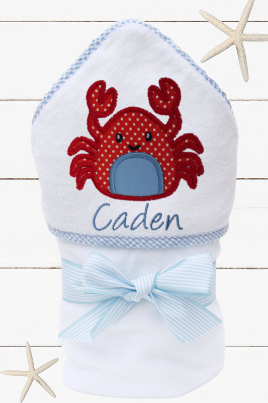 Personalized Crab Hooded Towel for Boys