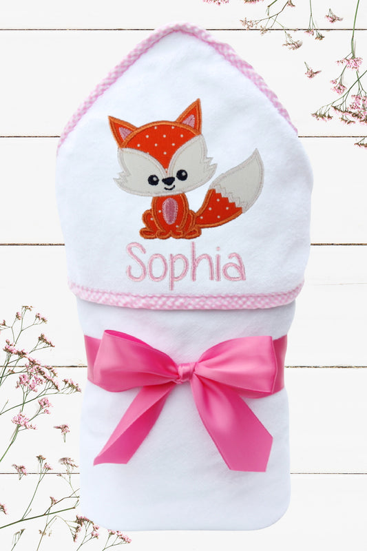 Personalized Fox Hooded Towel for Girls