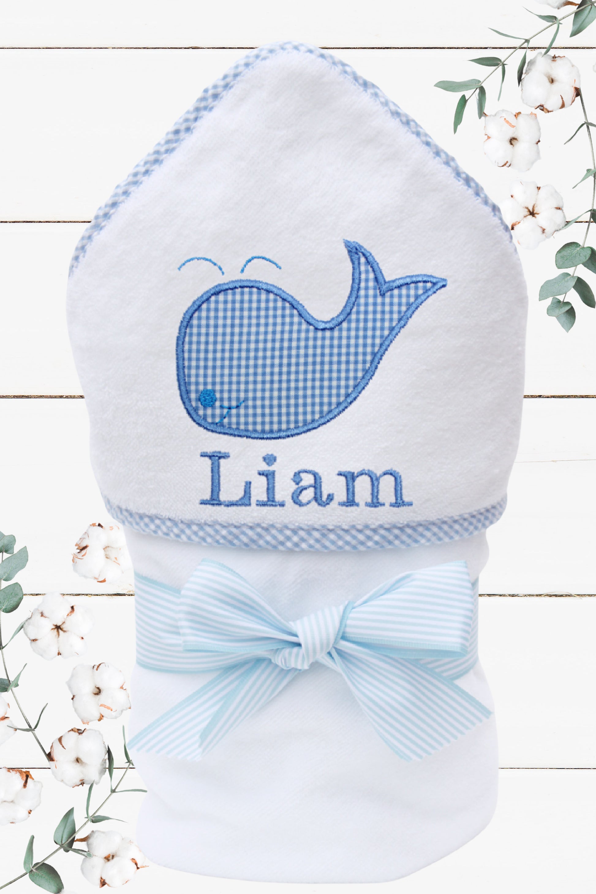personalized hooded towel for babies to use for bath or beach