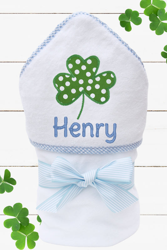 Personalized Shamrock Hooded Towel for Boys