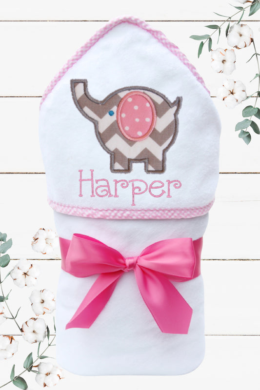 personalized elephant bath towel for babies