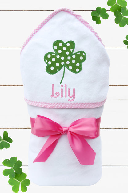 Personalized Shamrock Hooded Towel for Girls
