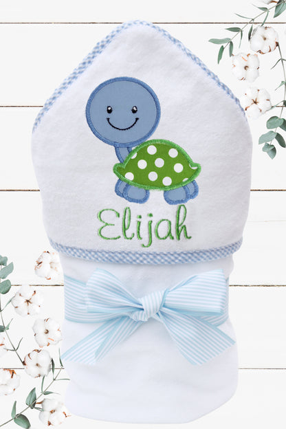 Personalized Turtle Hooded Towel for Boys