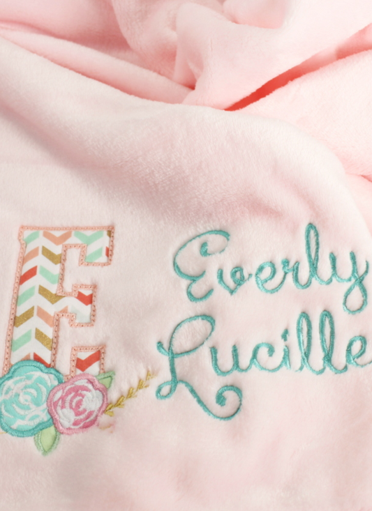 Personalized Floral Design Baby Blanket