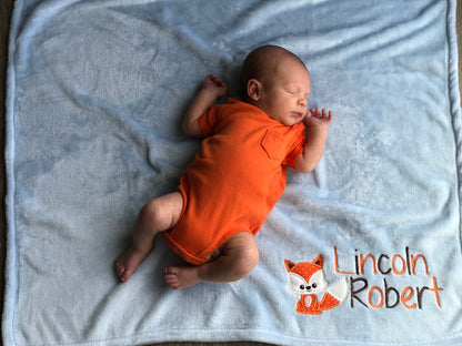 Personalized Fox Baby Blanket