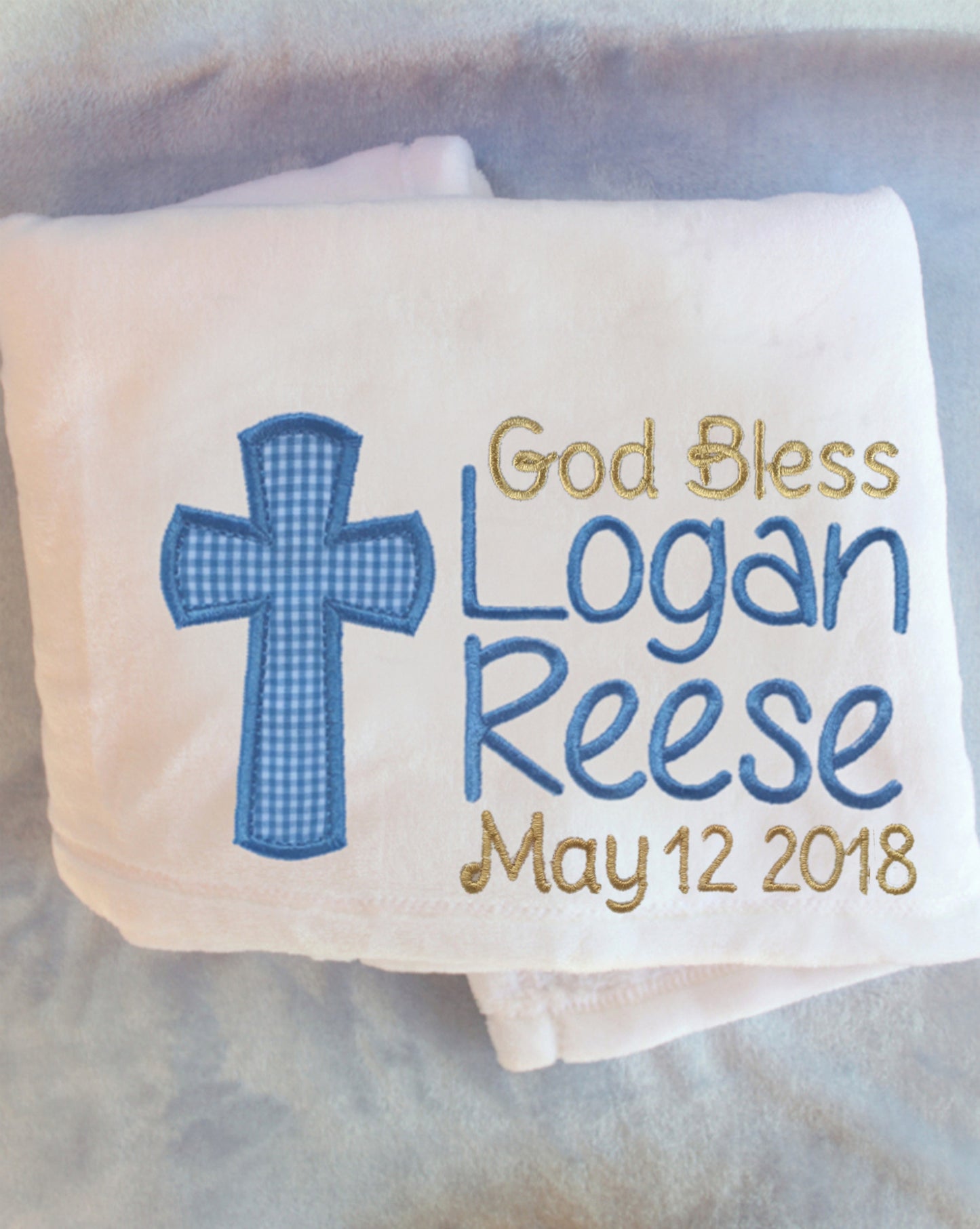 Personalized Baptism Blanket for Baby Boy