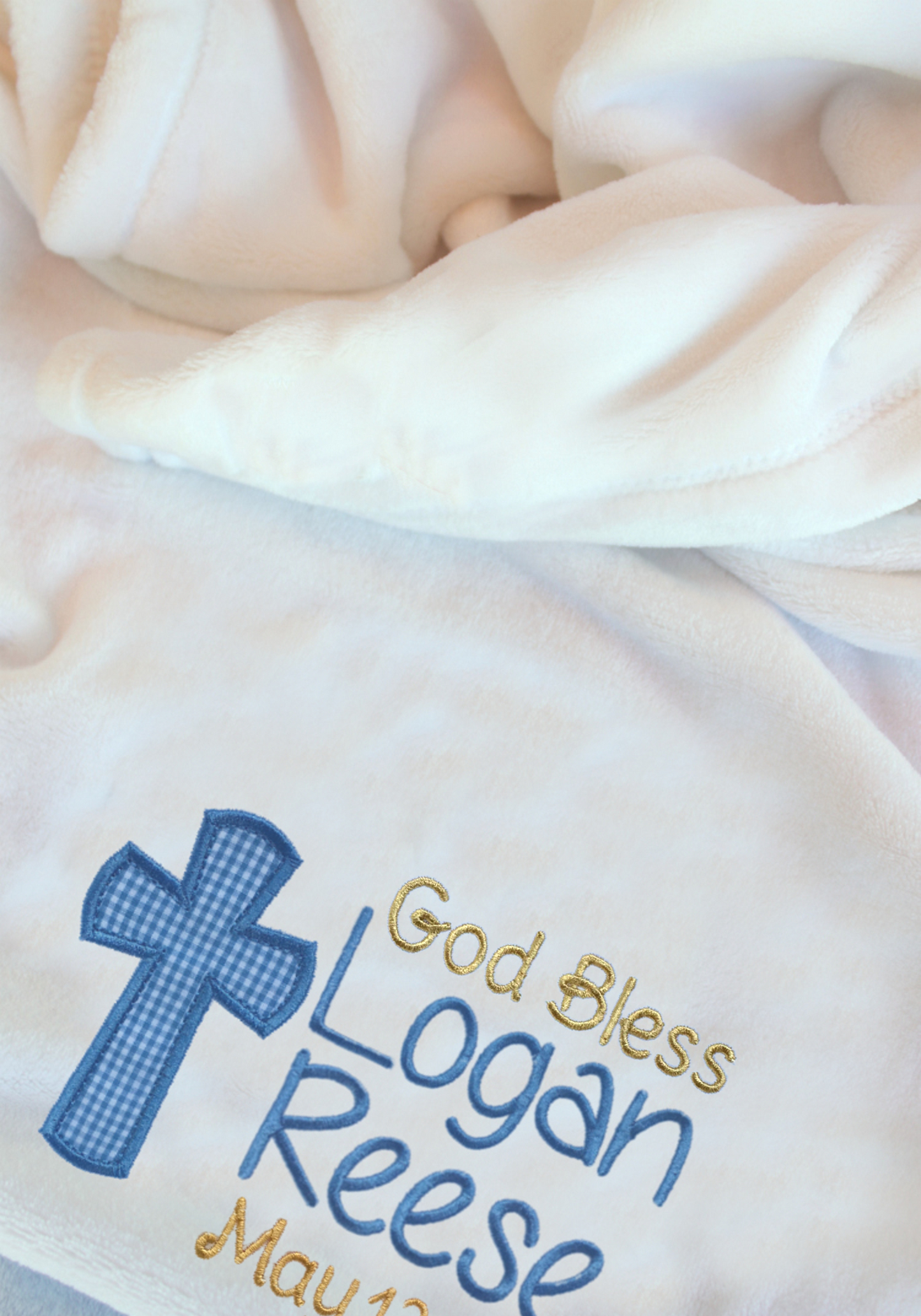 Personalized Baptism Blanket for Baby Boy