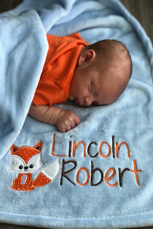 Personalized Fox Baby Blanket