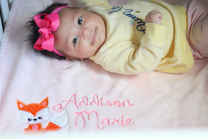 Manta personalizada de zorro para bebé niña